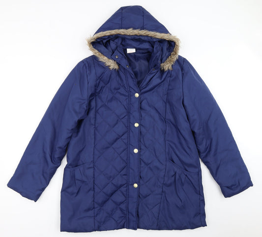 Womens UK Size M Anne De Lancay Blue Quilted Coat