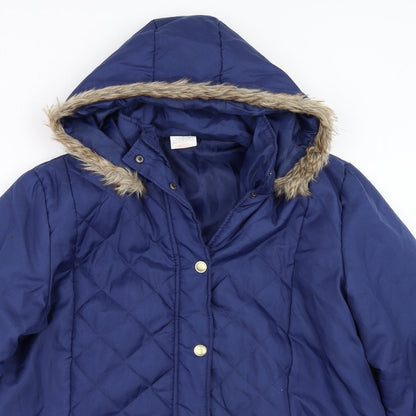 Womens UK Size M Anne De Lancay Blue Quilted Coat