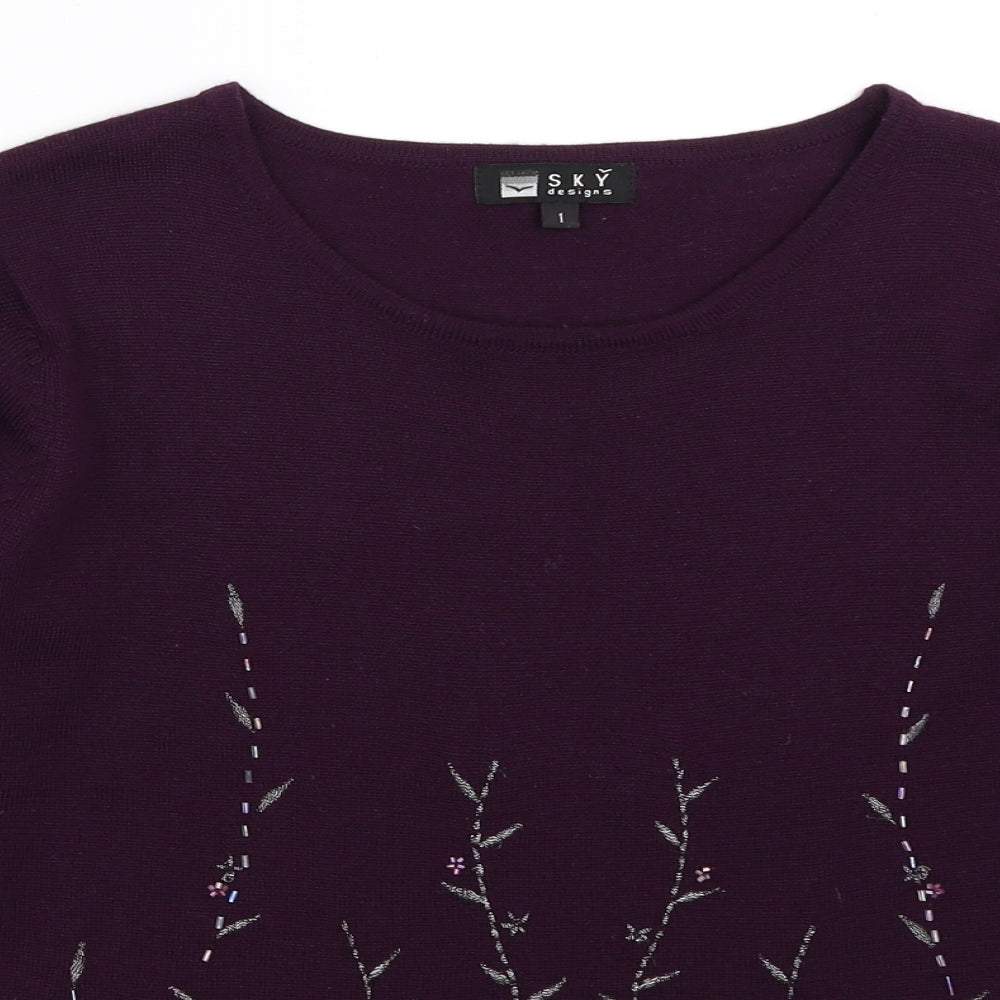 Womens UK Size S Sky Designs Purple Pullover Jumper