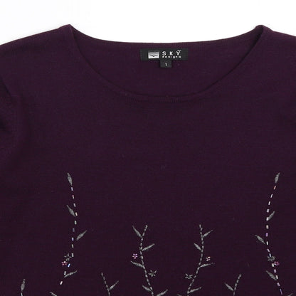 Womens UK Size S Sky Designs Purple Pullover Jumper
