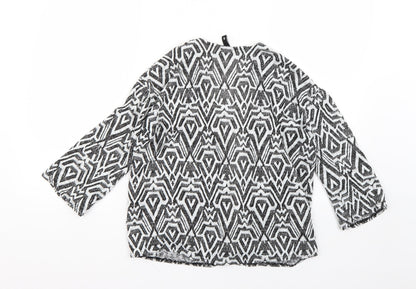 H&M Womens Multicoloured Geometric  Overcoat Jacket Size S