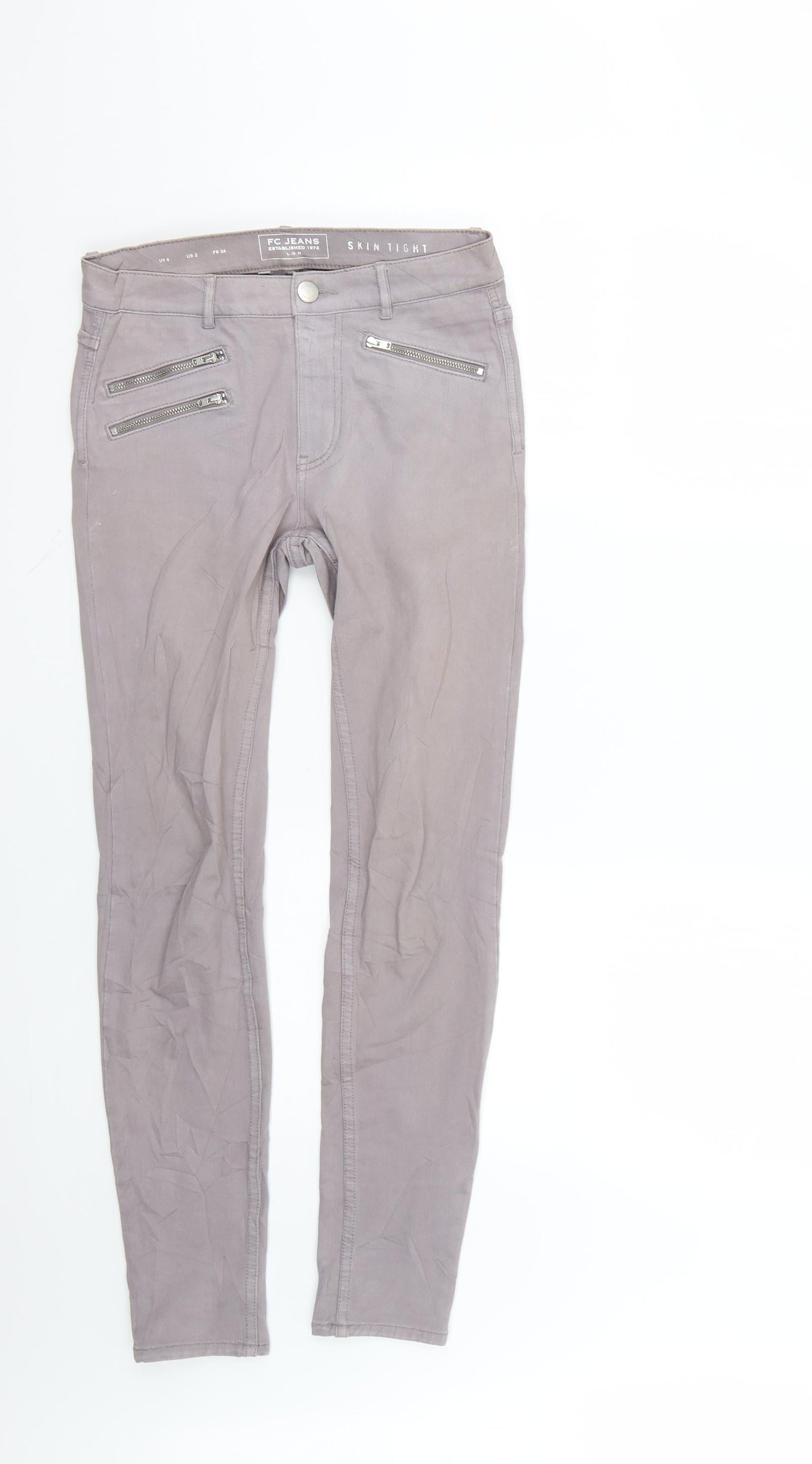fc jeans Womens Grey   Skinny Jeans Size 6 L26 in