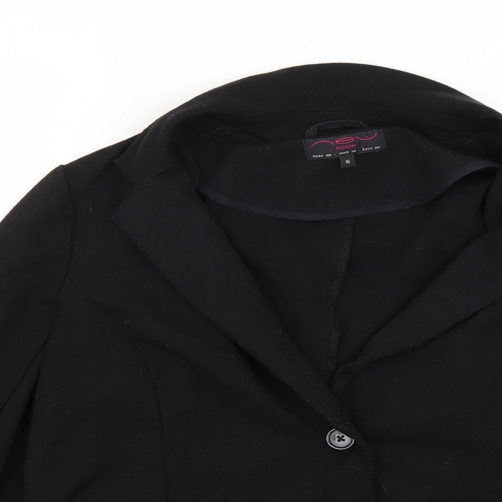 New Look Womens Black   Overcoat Coat Size 16