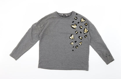 TU Womens Grey Animal Print  Pullover Jumper Size 10