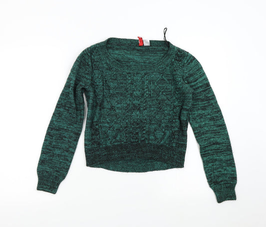 Womens UK Size 4 H&M Green Pullover Jumper