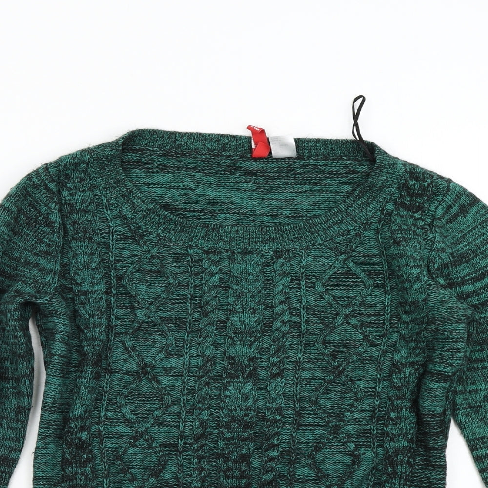Womens UK Size 4 H&M Green Pullover Jumper
