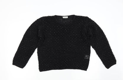 L' Ultima Womens Black  Knit Pullover Jumper Size M