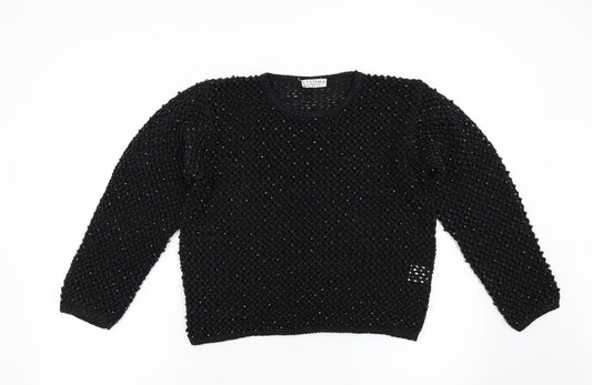 L' Ultima Womens Black  Knit Pullover Jumper Size M
