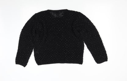 L' Ultima Womens Black  Knit Pullover Jumper Size M