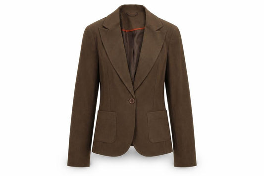 Front view of Evie women’s brown jacket suit jacket, size UK 12