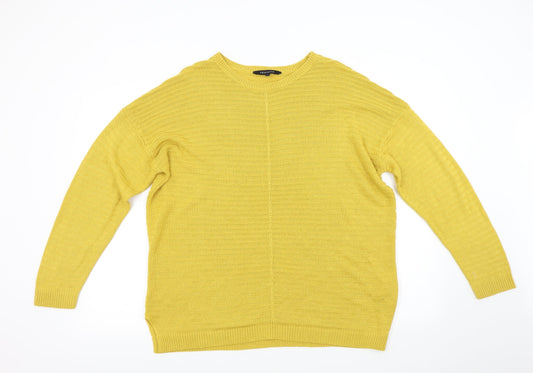 Womens UK Size L Peacocks Yellow Pullover Jumper