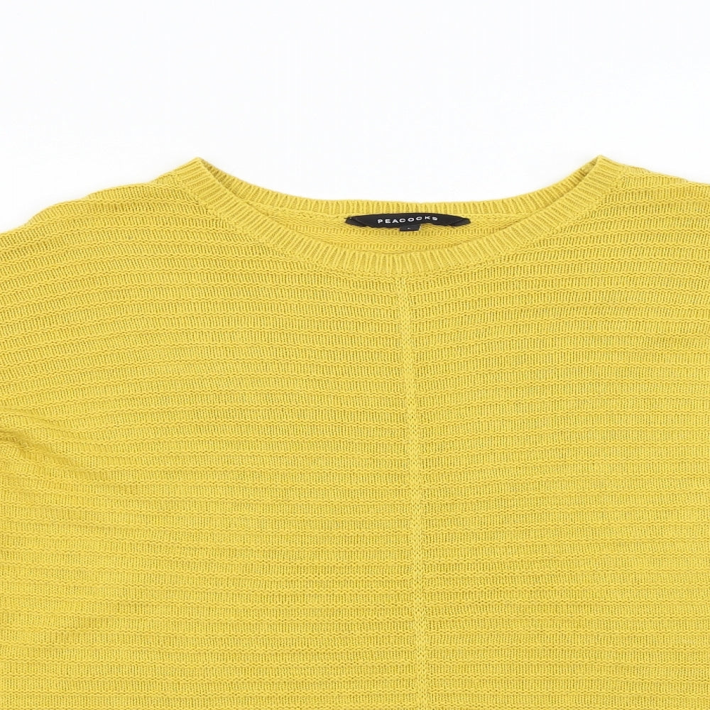 Womens UK Size L Peacocks Yellow Pullover Jumper
