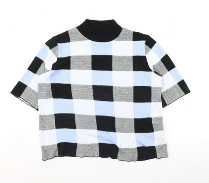 F&F Womens Blue Check  Pullover Jumper Size 16