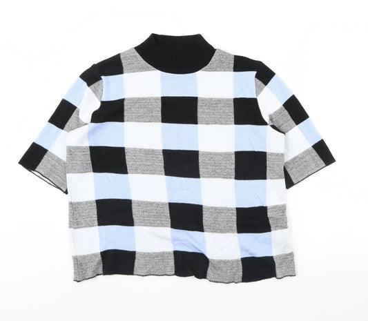 F&F Womens Blue Check  Pullover Jumper Size 16