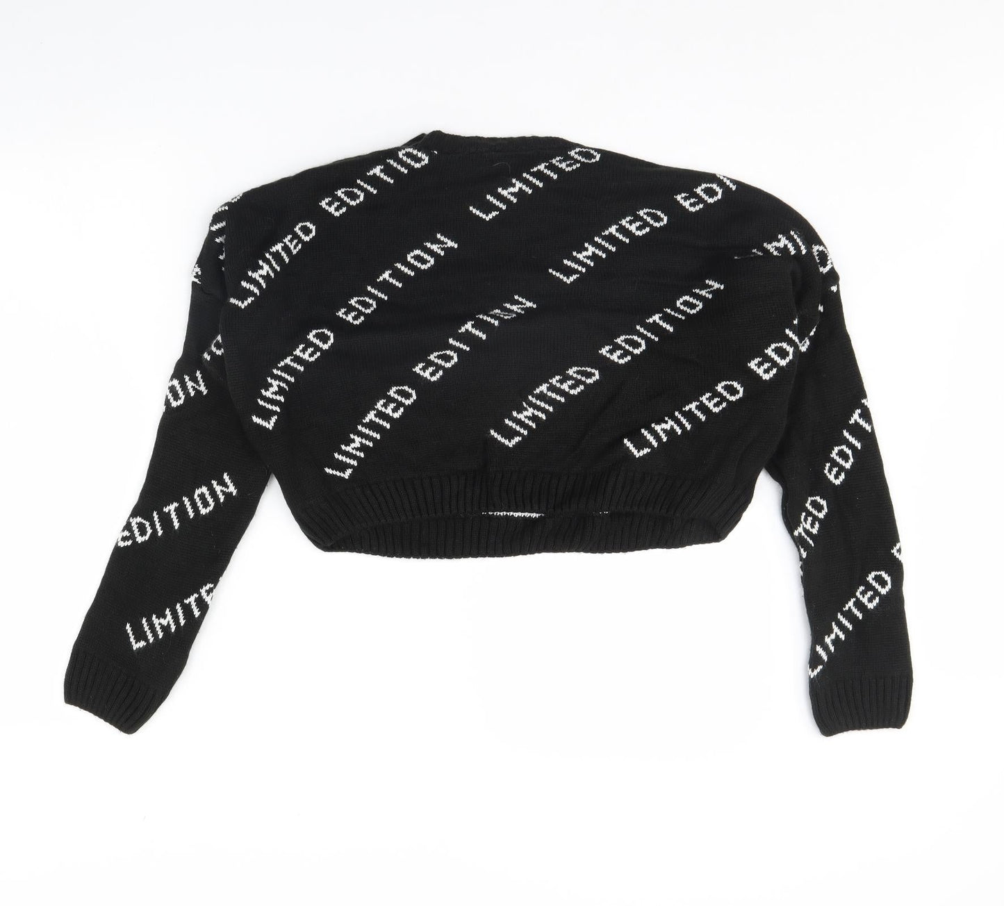 I SAW IT FIRST Womens Black Striped  Pullover Jumper Size 8