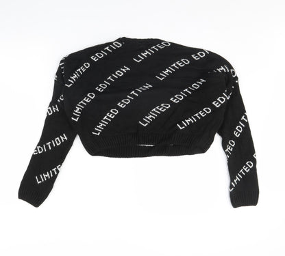 I SAW IT FIRST Womens Black Striped  Pullover Jumper Size 8