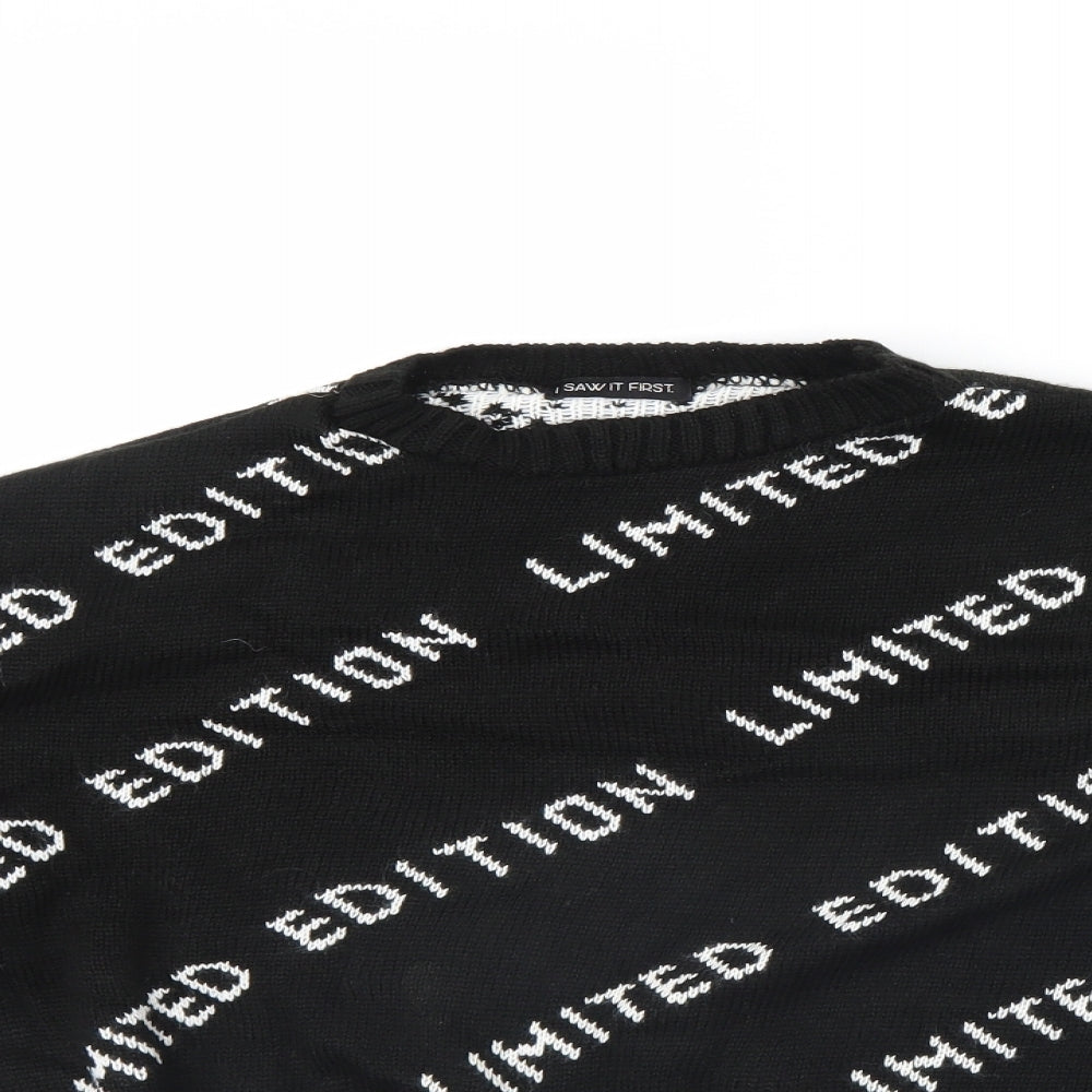 I SAW IT FIRST Womens Black Striped  Pullover Jumper Size 8