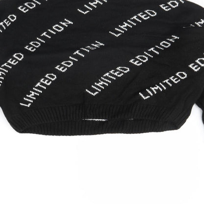 I SAW IT FIRST Womens Black Striped  Pullover Jumper Size 8