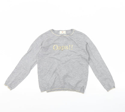 Zara Girls Grey   Pullover Jumper Size 8 Years