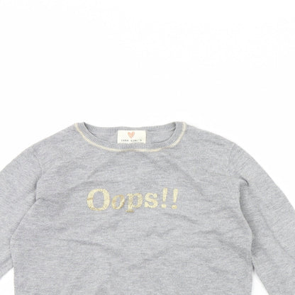 Zara Girls Grey   Pullover Jumper Size 8 Years