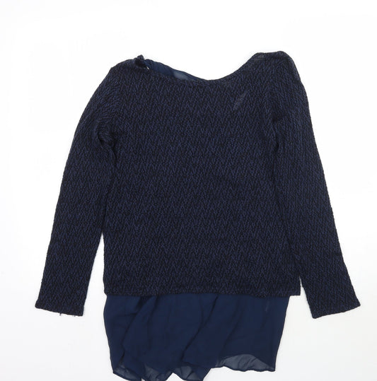 Womens UK Size L Green Envelope Blue Pullover Jumper