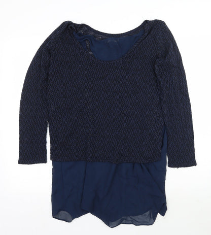 Womens UK Size L Green Envelope Blue Pullover Jumper
