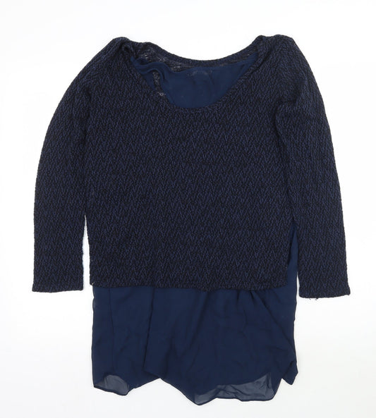 Womens UK Size L Green Envelope Blue Pullover Jumper