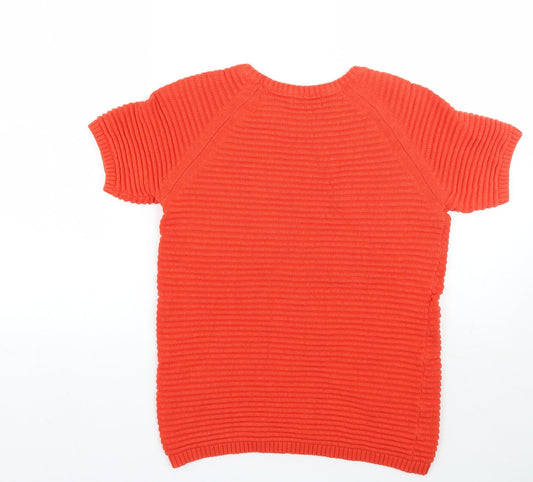 Papaya Womens Orange Striped  Basic T-Shirt Size 12