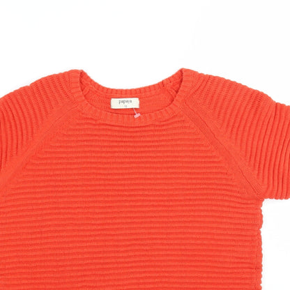 Papaya Womens Orange Striped  Basic T-Shirt Size 12