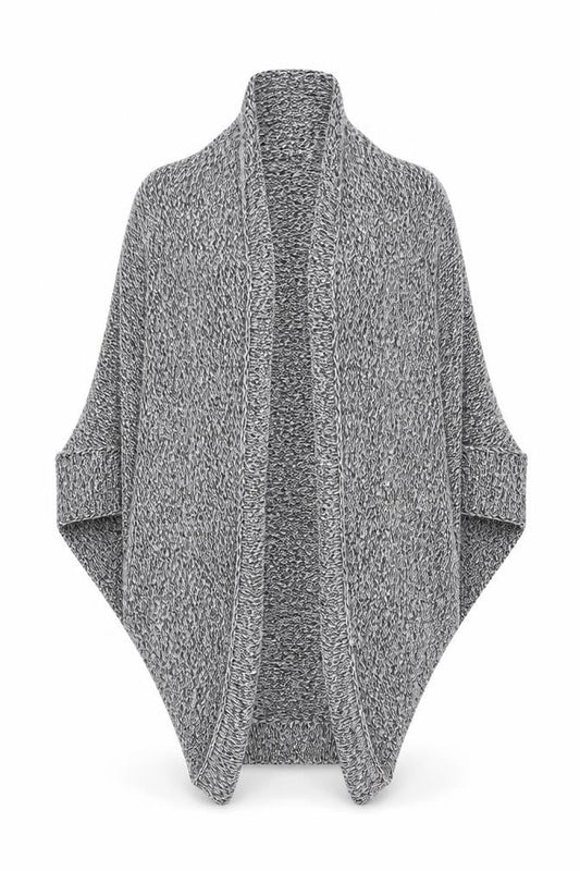Front view of Lara Knit women’s grey houndstooth cardigan jumper, size UK 10, - large style shrug