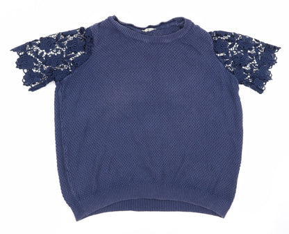 TU Womens Blue   Pullover Jumper Size 12  - Lace sleeves