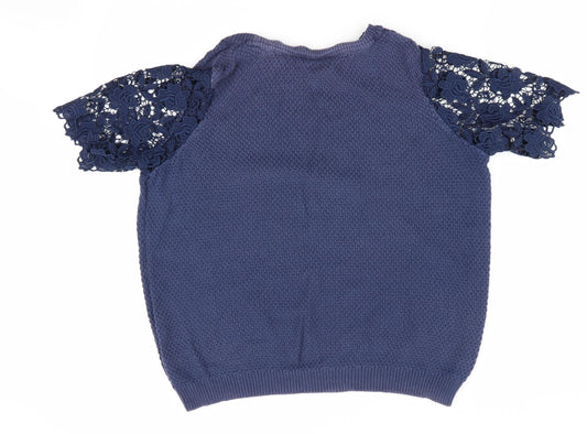 TU Womens Blue   Pullover Jumper Size 12  - Lace sleeves