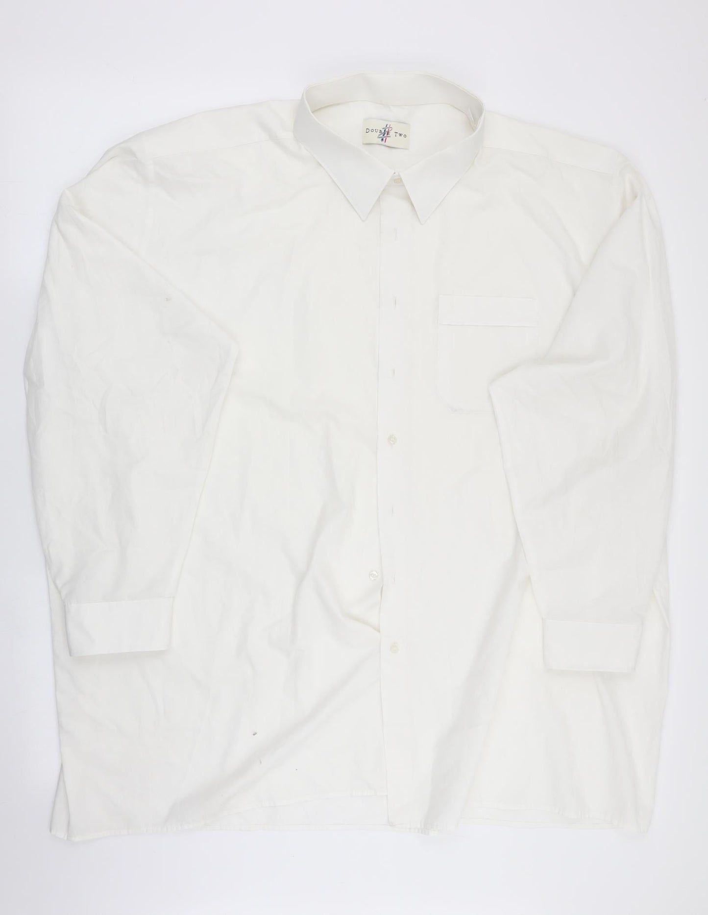 Mens UK Size  Double TWO White  Button-Up Long Sleeve Casual Shirt