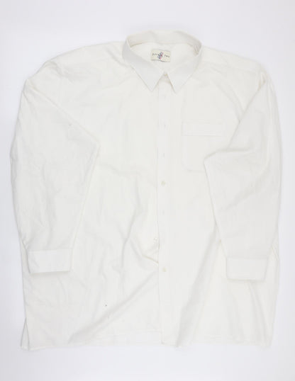 Mens UK Size  Double TWO White  Button-Up Long Sleeve Casual Shirt