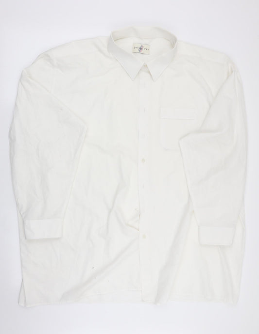 Mens UK Size  Double TWO White  Button-Up Long Sleeve Casual Shirt