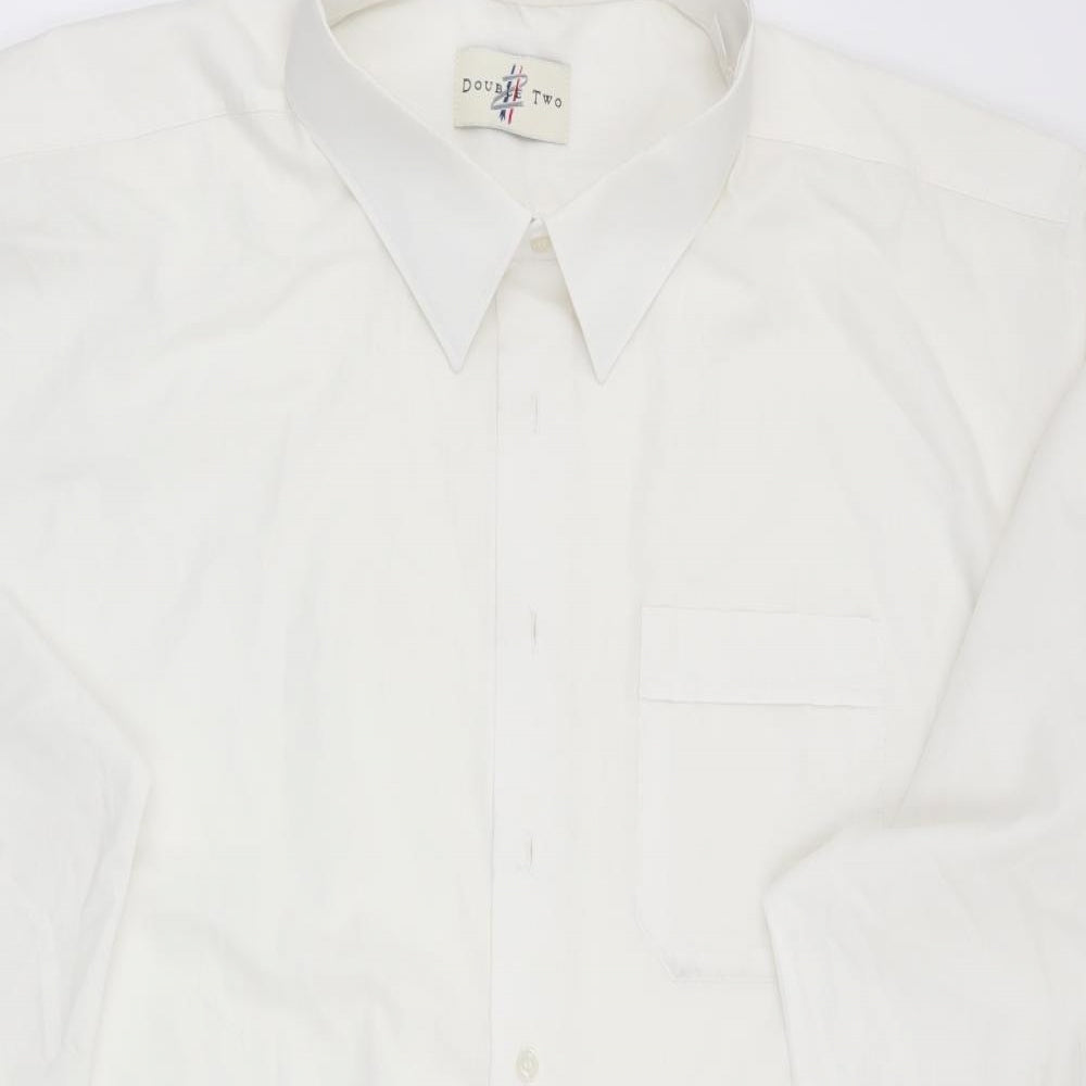 Mens UK Size  Double TWO White  Button-Up Long Sleeve Casual Shirt