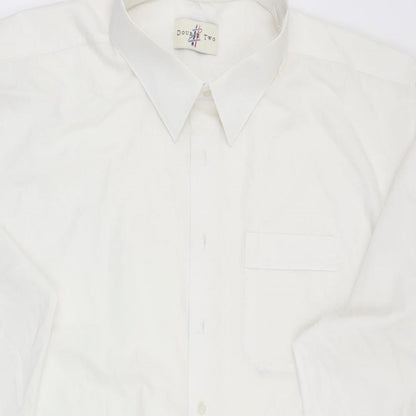 Mens UK Size  Double TWO White  Button-Up Long Sleeve Casual Shirt
