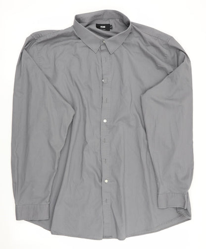 Mens UK Size  Jacamo Grey  Button-Up Long Sleeve Casual Shirt
