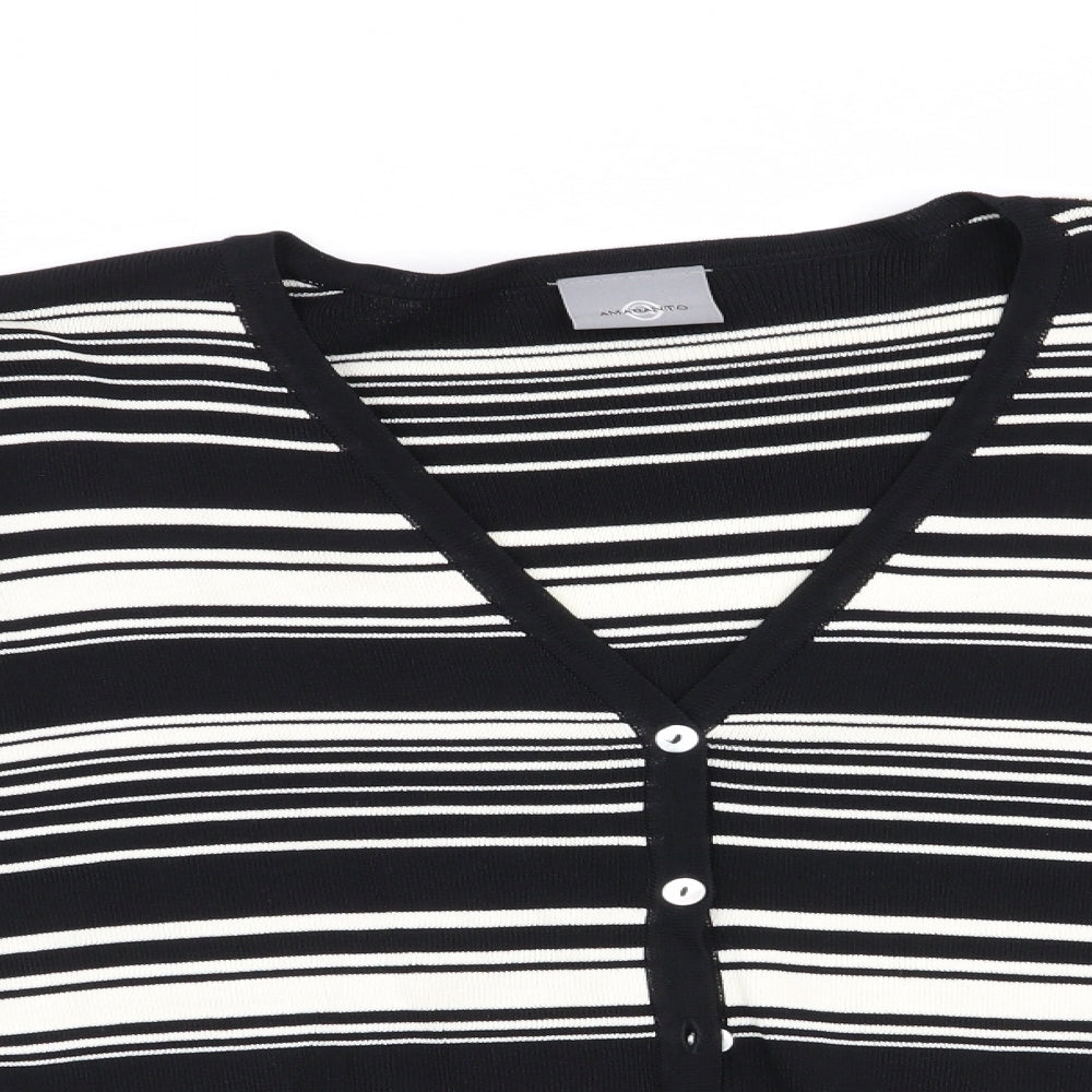 AMARANTO Womens Black Striped  Cardigan Jumper Size 14