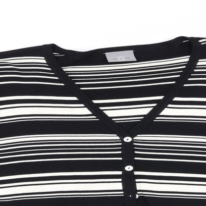 AMARANTO Womens Black Striped  Cardigan Jumper Size 14
