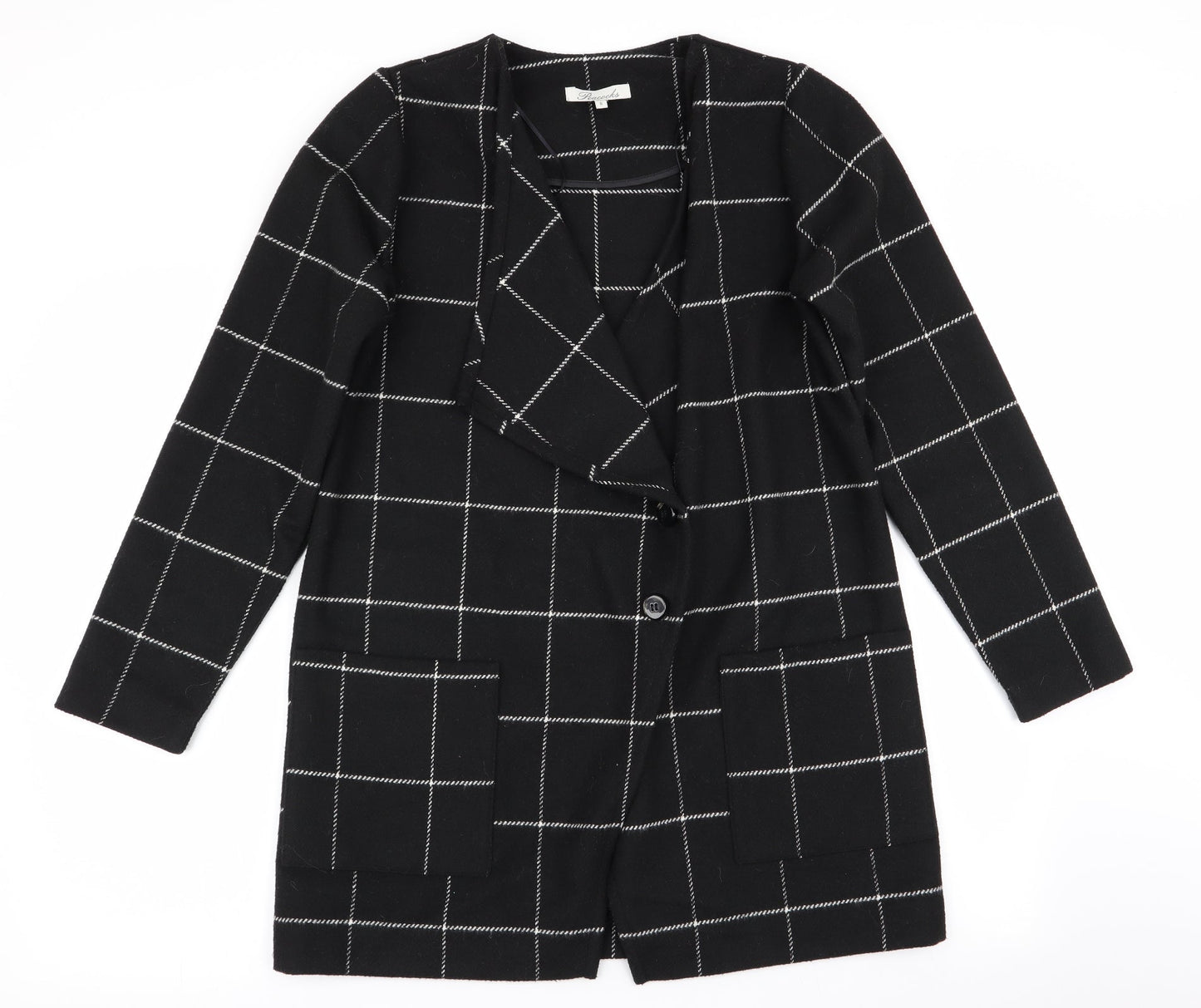 Womens UK Size 8 Peacocks Black Overcoat