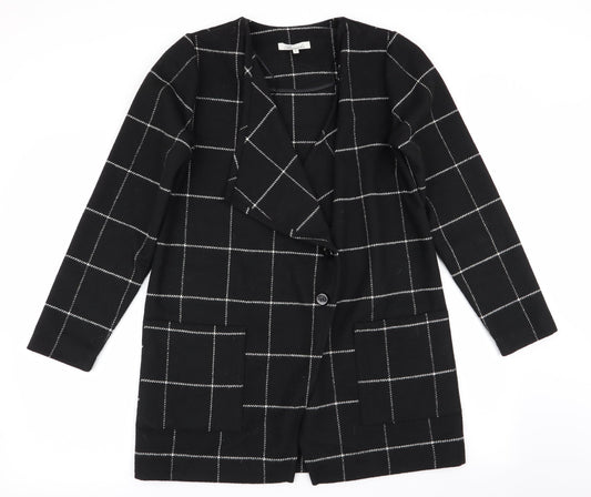 Womens UK Size 8 Peacocks Black Overcoat