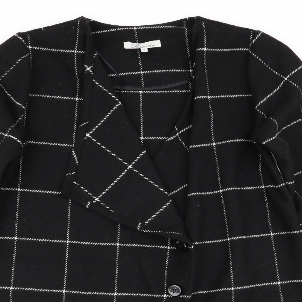 Womens UK Size 8 Peacocks Black Overcoat