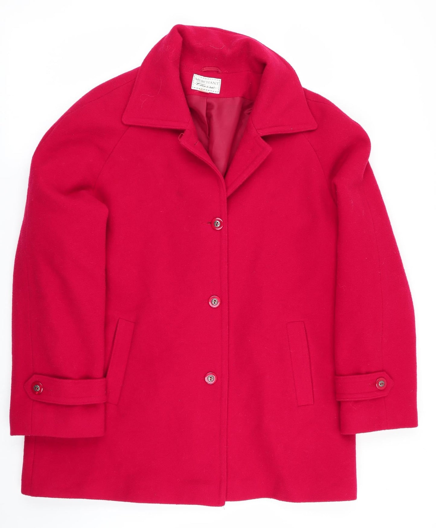 Merchant Classic Womens Red   Overcoat Coat Size 14