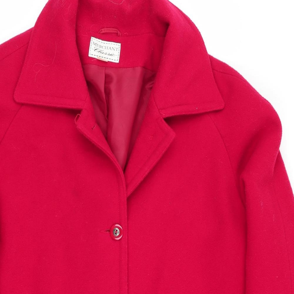 Merchant Classic Womens Red   Overcoat Coat Size 14