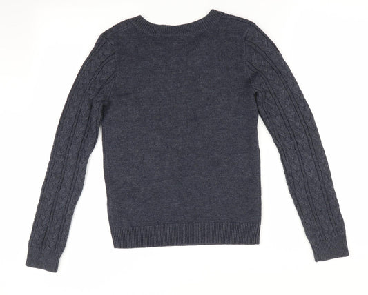 Womens UK Size 4 H&M Blue Pullover Jumper