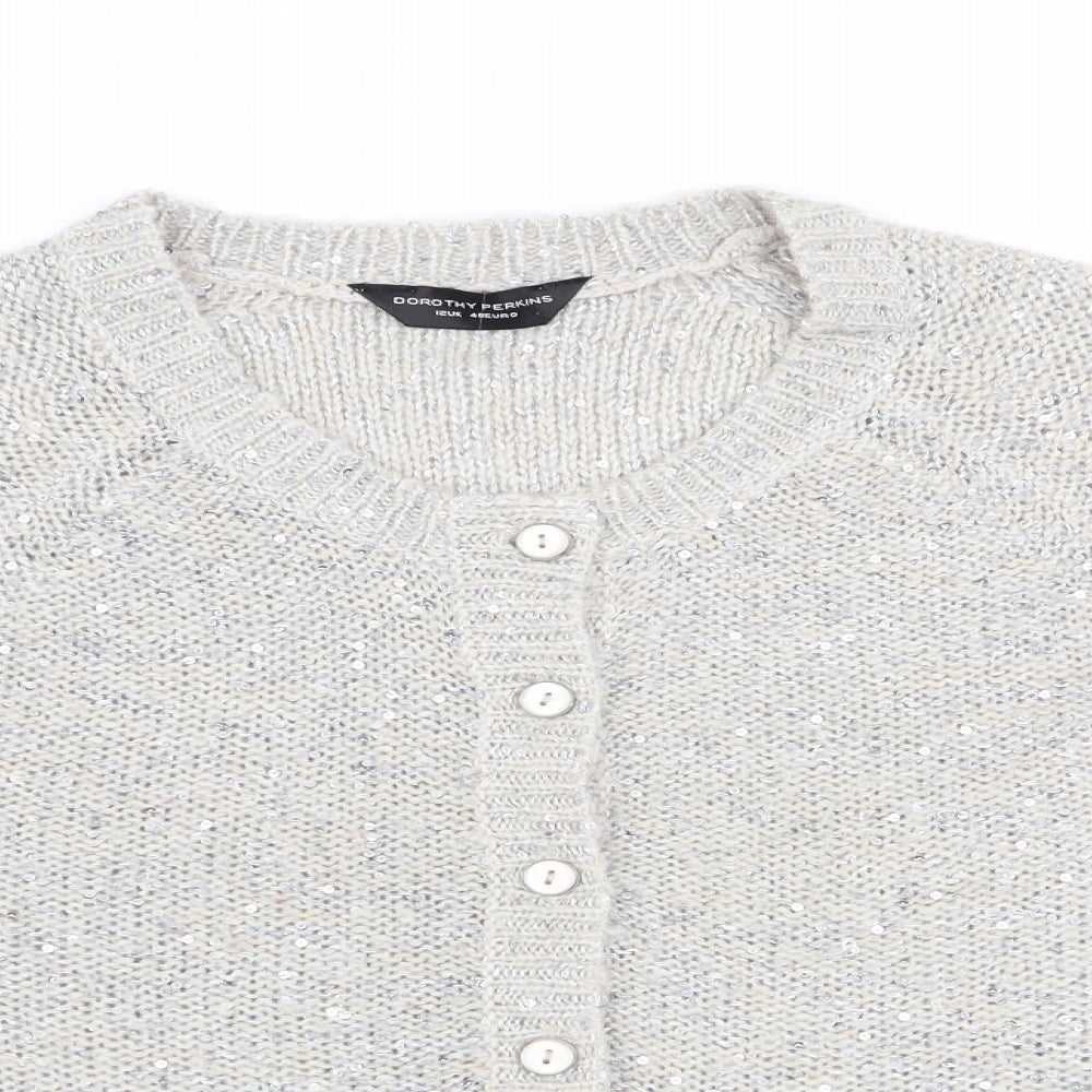 Womens UK Size 12 Dorothy Perkins Grey Cardigan Jumper