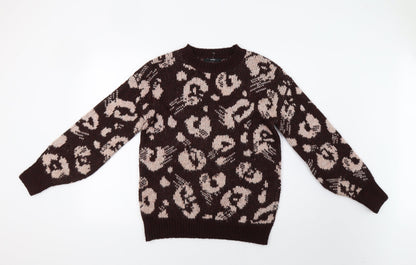 George Womens Brown Geometric  Pullover Jumper Size S