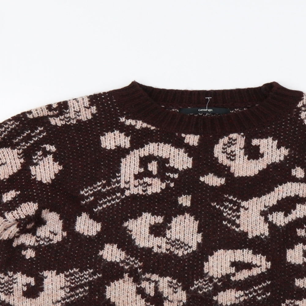 George Womens Brown Geometric  Pullover Jumper Size S
