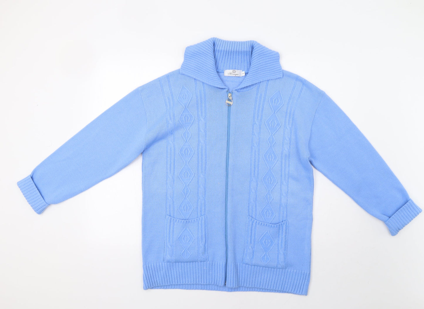 Womens UK Size L Monique Blue Full Zip Jumper